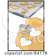 Heart Shaped Cookie Cutter Resting On Dough By A Cookie Sheet