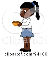 Poster, Art Print Of Little Indian Girl Standing And Holding A Bowl