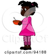 Poster, Art Print Of Little African American Girl Standing And Holding A Bowl