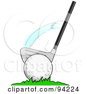 Poster, Art Print Of Golf Club Swinging And Making Contact With A Ball On The Putting Green