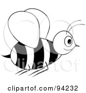 Royalty Free RF Clipart Illustration Of A Black And White Wasp In Flight