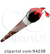 Royalty Free RF Clipart Illustration Of A Wooden Artists Paintbrush With Red Dripping Paint On The Tip by Pams Clipart