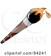 Royalty Free RF Clipart Illustration Of A Wooden Artists Paintbrush With Orange Dripping Paint On The Tip by Pams Clipart