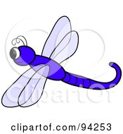 Poster, Art Print Of Cute Purple Flying Dragonfly