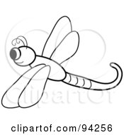 Poster, Art Print Of Cute Outlined Flying Dragonfly