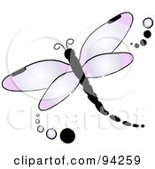 Poster, Art Print Of Purple Flying Dragonfly Logo With Dots