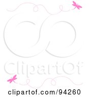 Poster, Art Print Of White Background With Upper And Lower Borders Of Fluttering Dragonflies And Trails