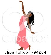 Royalty Free RF Clipart Illustration Of A Graceful Hispanic Woman Dancing In A Salmon Pink Dress by Pams Clipart
