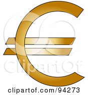 Royalty Free RF Clipart Illustration Of A Gold Euro Currency Symbol