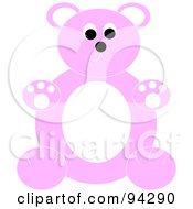 Chubby Pink And White Teddy Bear Sitting Upright