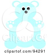 Chubby Blue And White Teddy Bear Sitting Upright