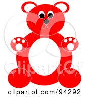 Poster, Art Print Of Chubby Red And White Teddy Bear Sitting Upright