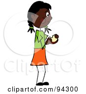 Poster, Art Print Of African American Girl Standing And Eating A Sandwich