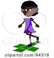 Poster, Art Print Of Little African American School Girl Playing Hopscotch On A Playground