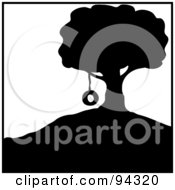 Poster, Art Print Of Silhouetted Tire Swing Hanging From A Tree On A Hill