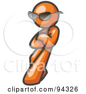 Royalty Free RF Clipart Illustration Of An Orange Man Leaning And Wearing Dark Shades