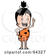 Royalty Free RF Clipart Illustration Of A Young Cavewoman Holding Up A Finger by Cory Thoman
