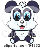 Royalty Free RF Clipart Illustration Of A Blue Eyed Baby Panda Sitting