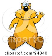 Poster, Art Print Of Chubby Cat Sitting And Waving