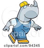 Poster, Art Print Of Construction Worker Rhino In Overalls