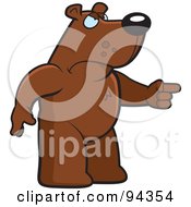 Poster, Art Print Of Mad Bear Character Pointing His Finger