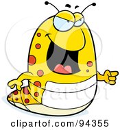 Royalty Free RF Clipart Illustration Of A Fat Yellow Caterpillar Pointing by Cory Thoman