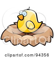 Royalty Free RF Clipart Illustration Of A Chubby Yellow Bird Standing In A Nest