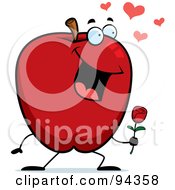 Poster, Art Print Of Amorous Apple Holding A Rose