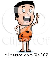 Royalty Free RF Clipart Illustration Of A Young Caveman Holding Up A Finger