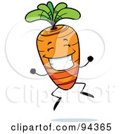 Royalty Free RF Clipart Illustration Of A Happy Carrot Face Jumping by Cory Thoman