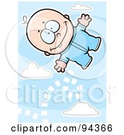 Royalty Free RF Clipart Illustration Of A Baby Boy Bouncing Off Of Clouds In The Sky