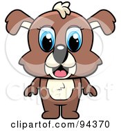 Royalty Free RF Clipart Illustration Of A Cute Standing Puppy Dog With Big Blue Eyes