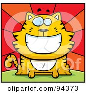 Royalty Free RF Clipart Illustration Of A Grinning Orange Cat On A Hill