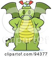 Poster, Art Print Of Big Green Dragon Standing With His Hands On His Hips