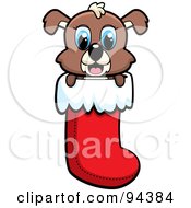 Poster, Art Print Of Cute Puppy Dog Peeping Out Of A Christmas Stocking