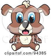 Royalty Free RF Clipart Illustration Of A Cute Sitting Puppy Dog With Big Blue Eyes