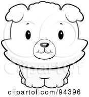 Royalty Free RF Clipart Illustration Of A Baby Bichon Puppy Smiling Upwards by Cory Thoman
