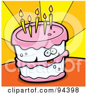 Royalty Free RF Clipart Illustration Of A Pink And White Birthday Cake Face