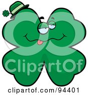 Royalty Free RF Clipart Illustration Of A Drunk St Patricks Day Clover Face by Cory Thoman