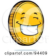 Royalty Free RF Clipart Illustration Of A Happy Grinning Coin Face by Cory Thoman
