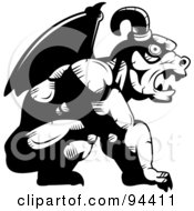 Royalty Free RF Clipart Illustration Of A Black And White Gargoyle Profile