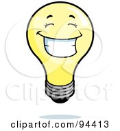 Poster, Art Print Of Happy Grinning Light Bulb Face