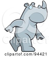 Royalty Free RF Clipart Illustration Of A Rhino Walking Upright