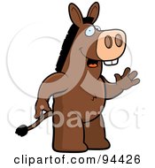 Royalty Free RF Clipart Illustration Of A Waving Friendly Donkey