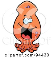 Royalty Free RF Clipart Illustration Of A Happy Smiling Squid Face by Cory Thoman