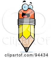 Royalty Free RF Clipart Illustration Of A Happy Smiling Pencil Face