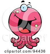 Royalty Free RF Clipart Illustration Of A Happy Smiling Octopus Face