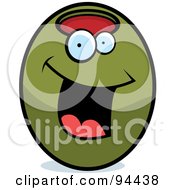 Poster, Art Print Of Happy Smiling Green Olive Face