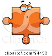Poster, Art Print Of Confused Orange Puzzle Piece Face