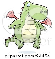 Royalty Free RF Clipart Illustration Of A Happy Green And Pink Dragon Fluttering His Little Wings